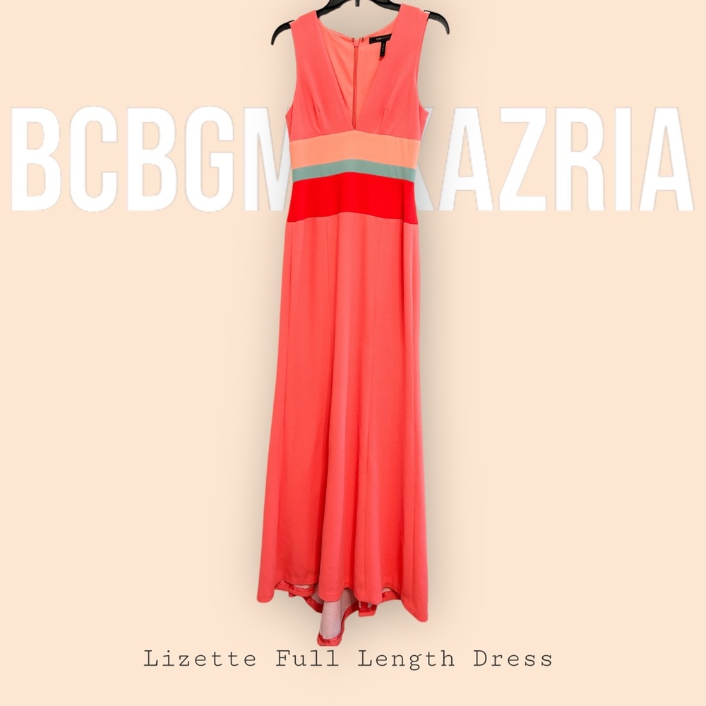 BCBGMaxAzria Lizette Woven Color Block Maxi Dress Size 2